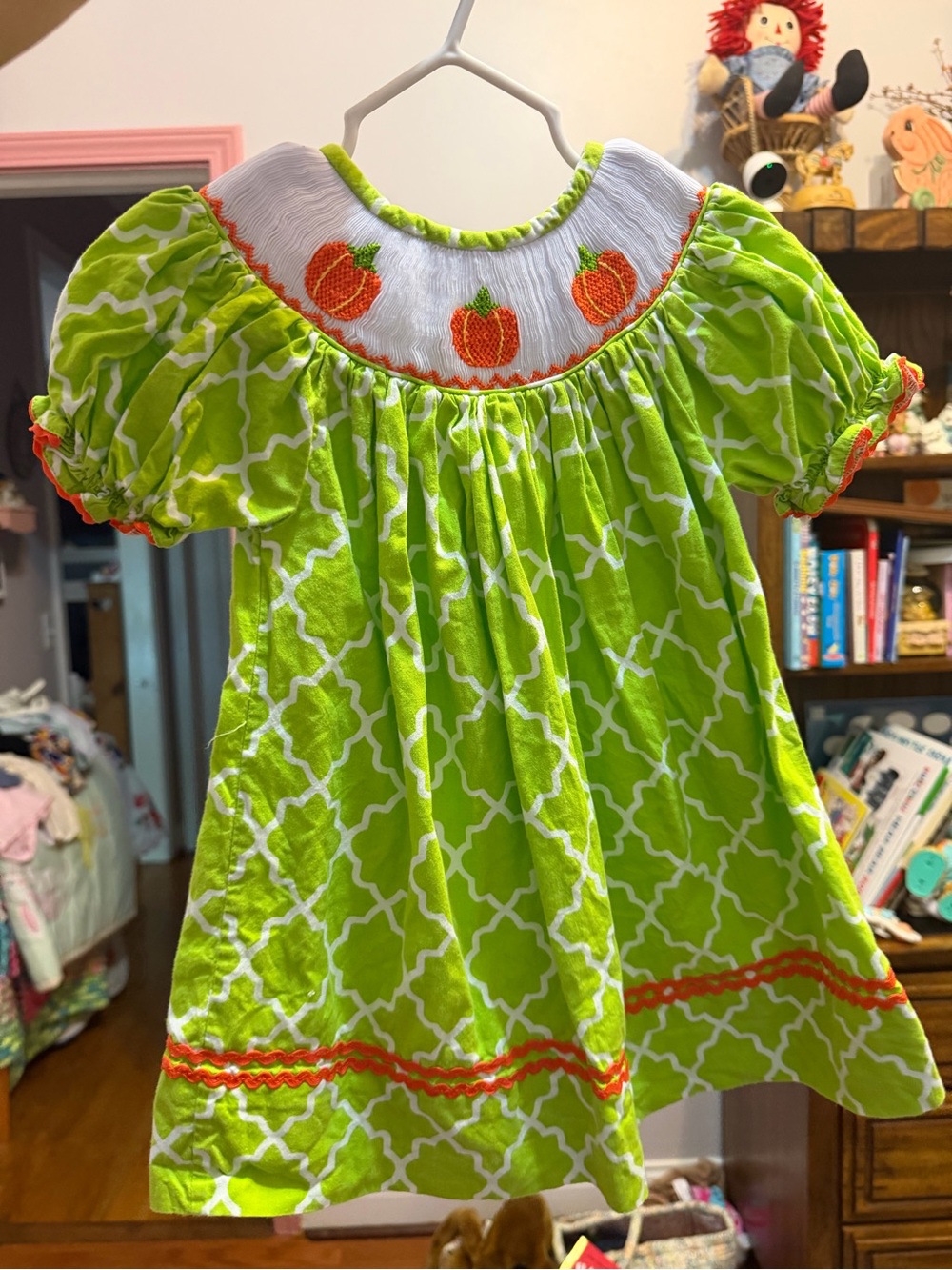 Green Pumpkin Smocked Girls Dress - Brand: